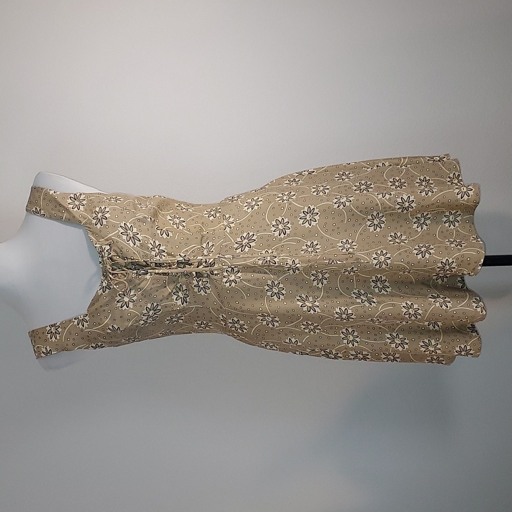 Vintage 90's Rampage Tan White Floral Patterned Lace Up Front Dress Size 5